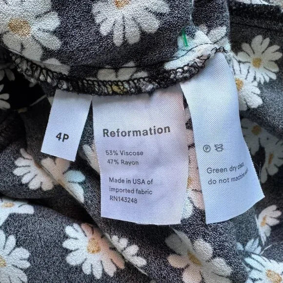 REFORMATION Bea Daisy Daisies Skirt Black 4P - Picture 3 of 3